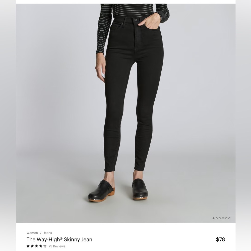 BNWT Everlane Way High Skinny, Black, Sz 25